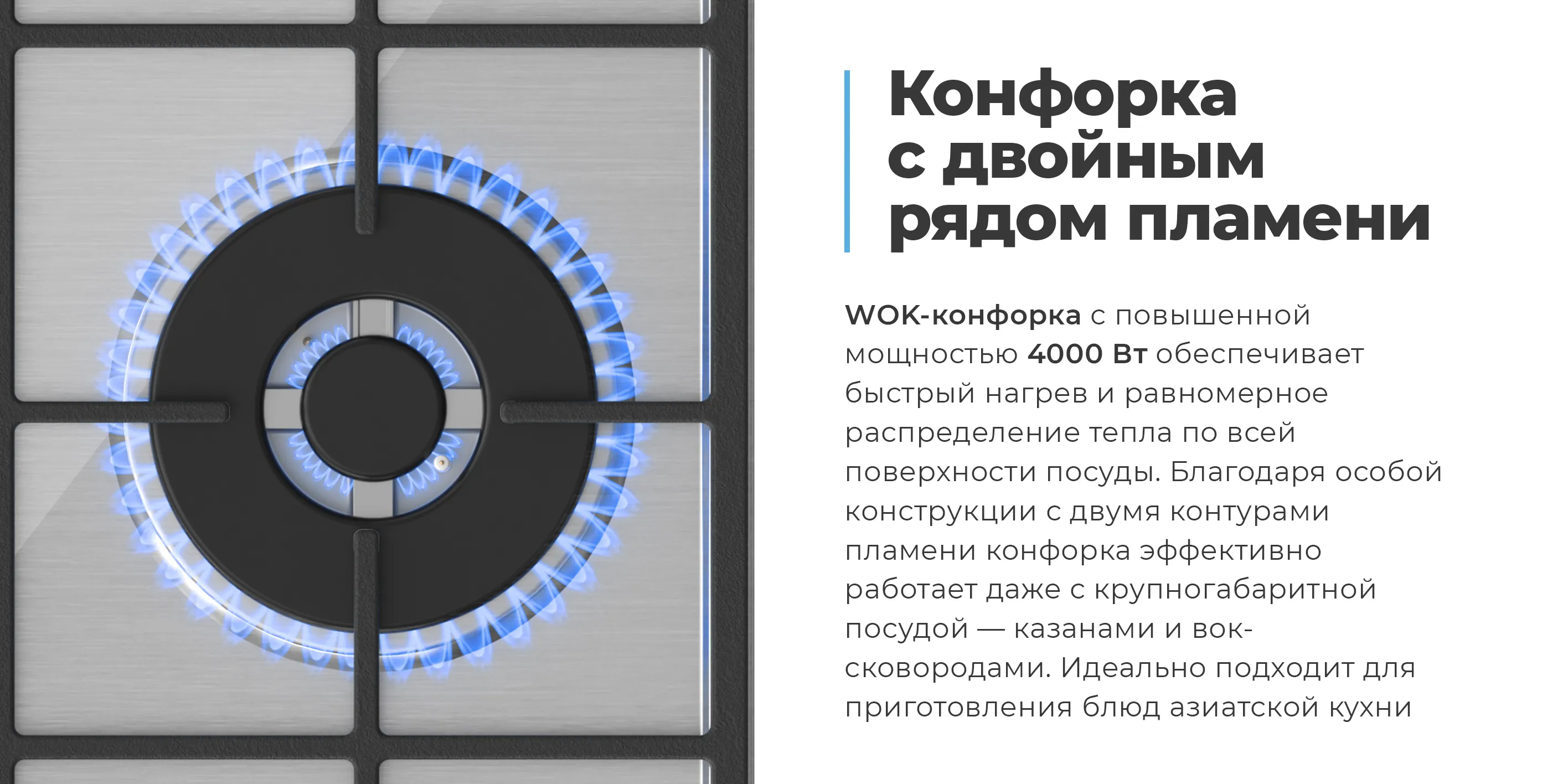 Конфорка с двойным рядом пламени